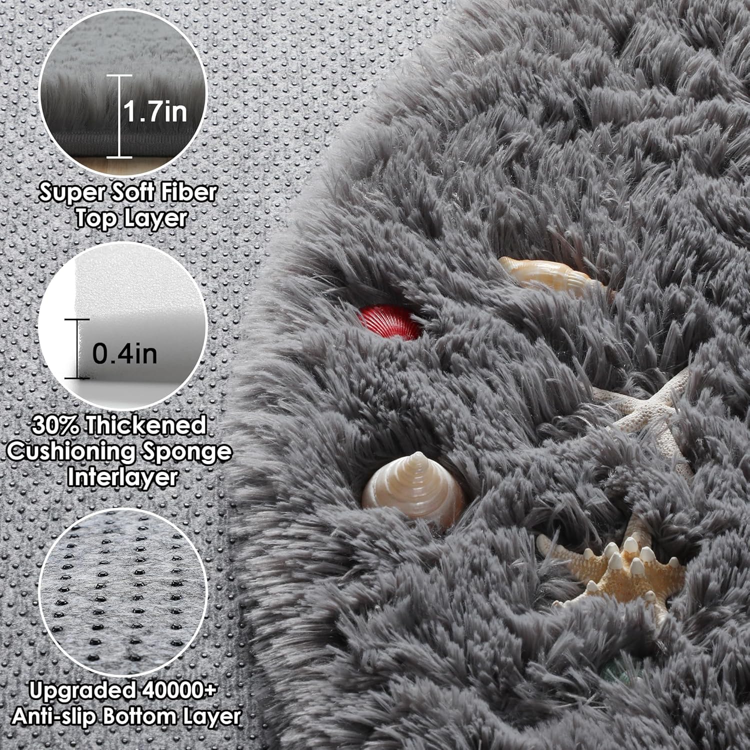 Round Fluffy Rugs Living Room & Bedroom Rug & Kids Room - rgc-00190