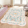 Pink Scalloped Floral Washable Rug - Rugsco.ca