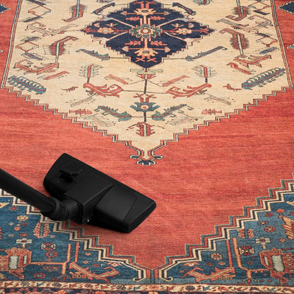 Turkish Rug Red Yellow Boho Living Room  Kitchen and Bedroom