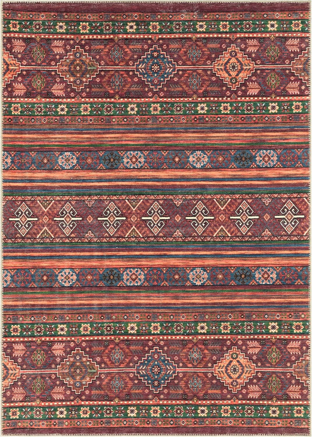 Turkish Rug Ethnic Patterned Red Boho Living Room  Kitchen and Bedroom