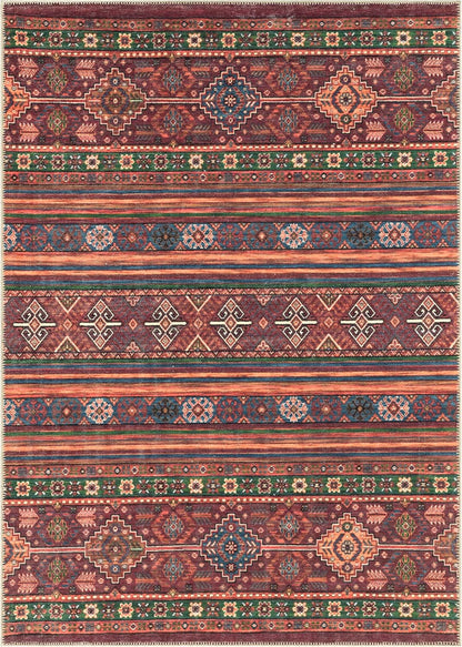 Turkish Rug Ethnic Patterned Red Boho Living Room  Kitchen and Bedroom