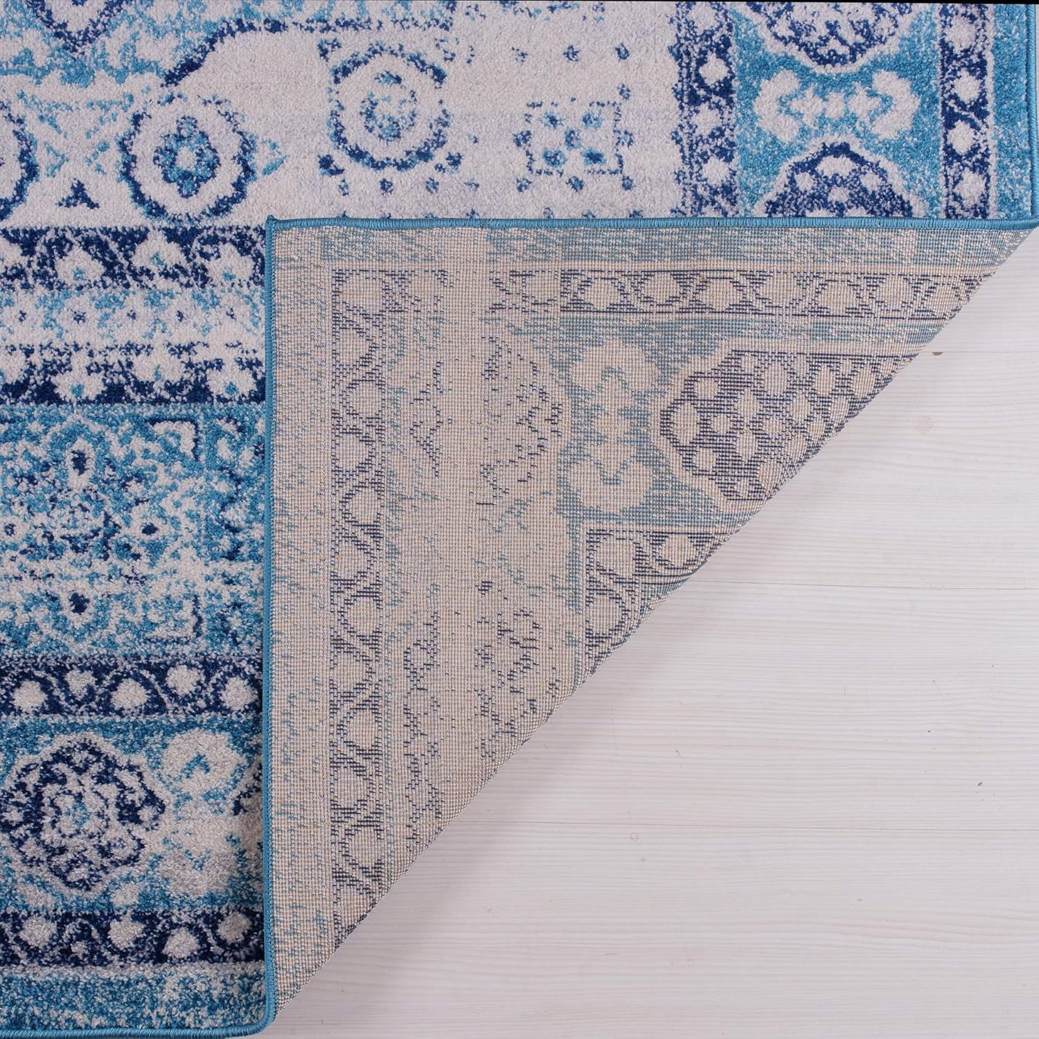 Joy Rug Collection Area Rug 5x7 Traditional Patterned Blue White Carpet  
