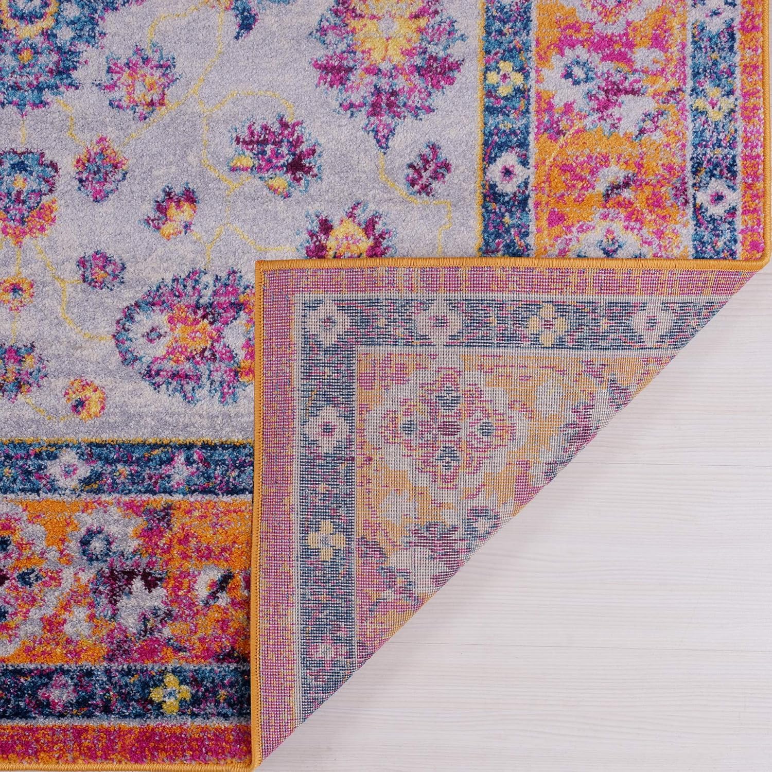 Joy Rug Collection Area Rug 5x7 Floral Patterned Multicolor Orangy Carpet