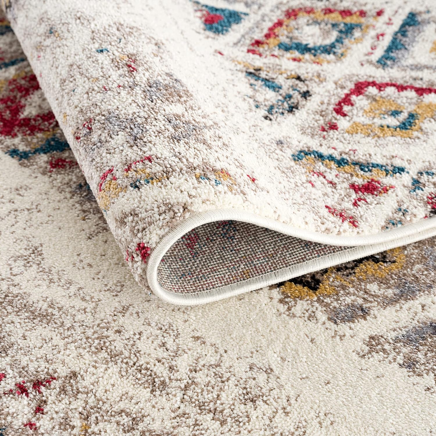 Modern Abstract Rug 4x6 Beige Cream Boho Modern  Living Room Kitchen and Bedroom Area Rug