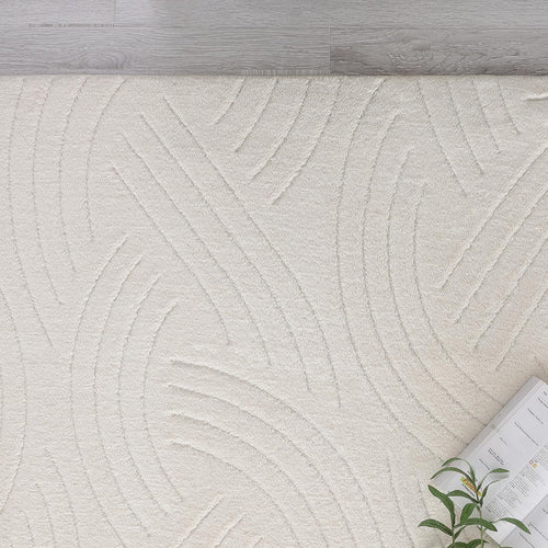 Agora Collection Plush Shag Rug 5x7 White Boho Wavy