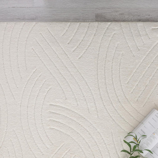 Agora Collection Plush Shag Rug 5x7 White Boho Wavy