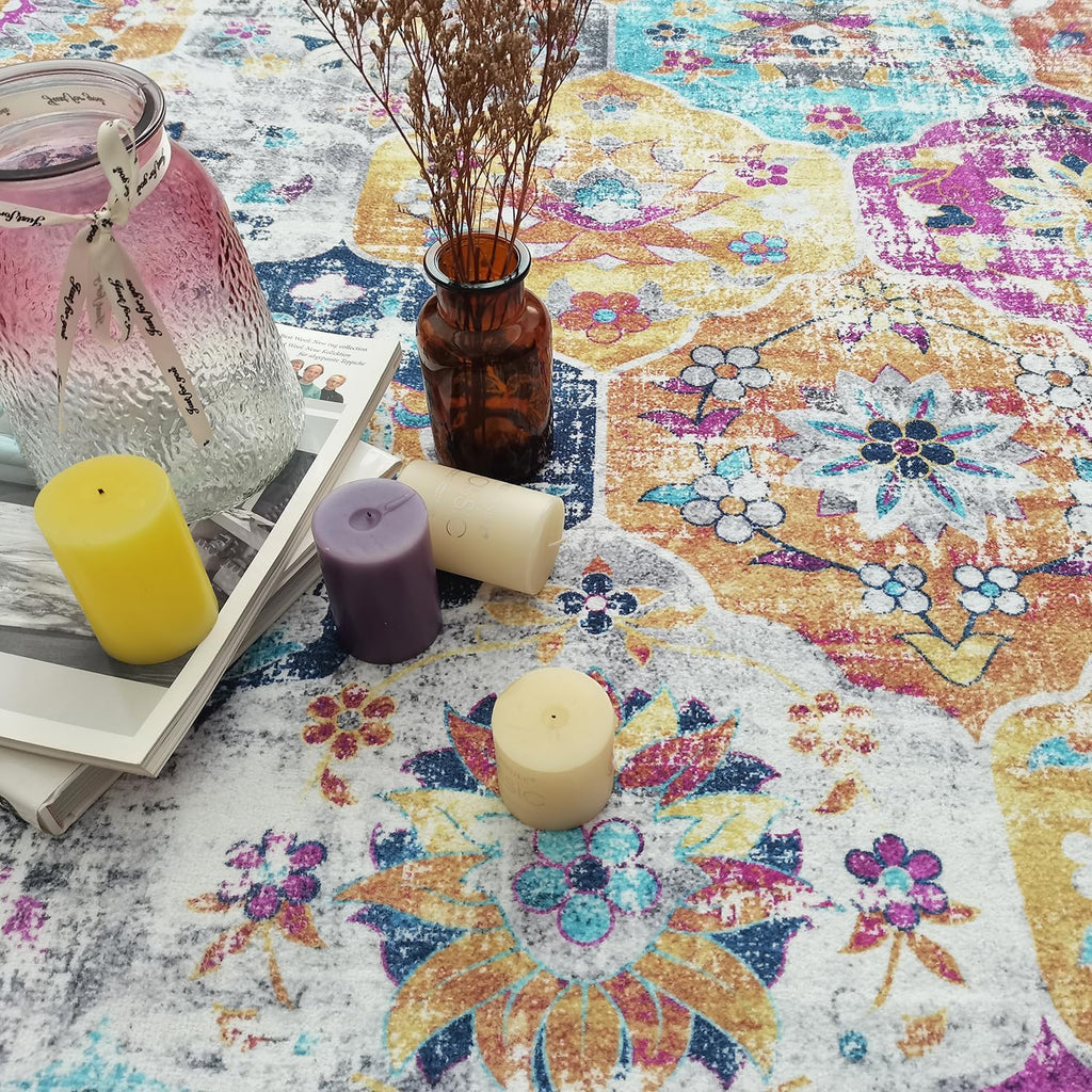 Modern Washable Rug Boho Non-Slip Multicolor Area Rug Carpet