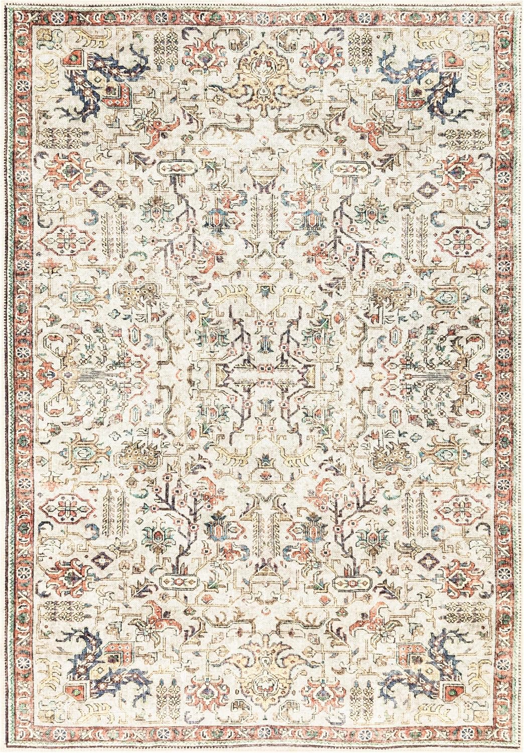 Turkish Rug Beige Brown Boho Living Room  Kitchen and Bedroom