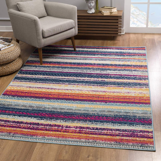 Modern Abstract Rug Orange Modern  Living Room Kitchen and Bedroom