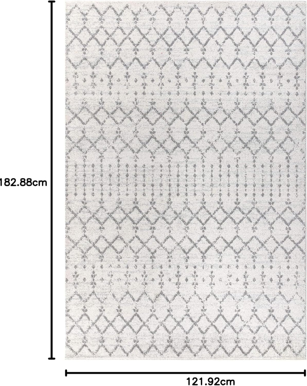 Bohemian Rug Classic 4x6 White and Grey Area Carpet