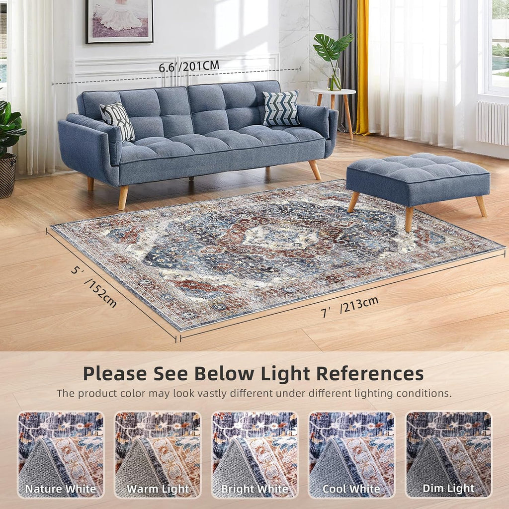 Turkish Blue Brown Living Room Kitchen and Bedroom