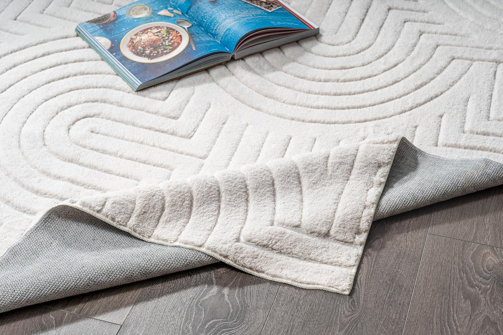 Circles Cream Washable Rug - Rugsco.ca