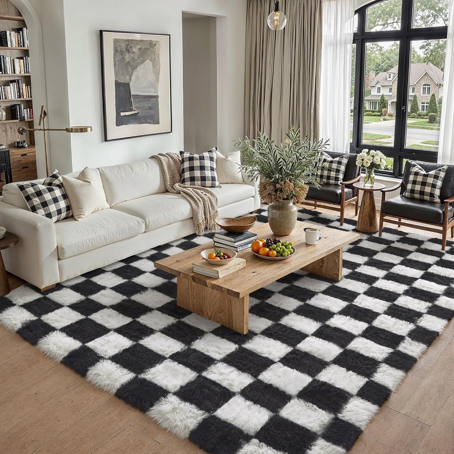 Checkerd Shag Rug