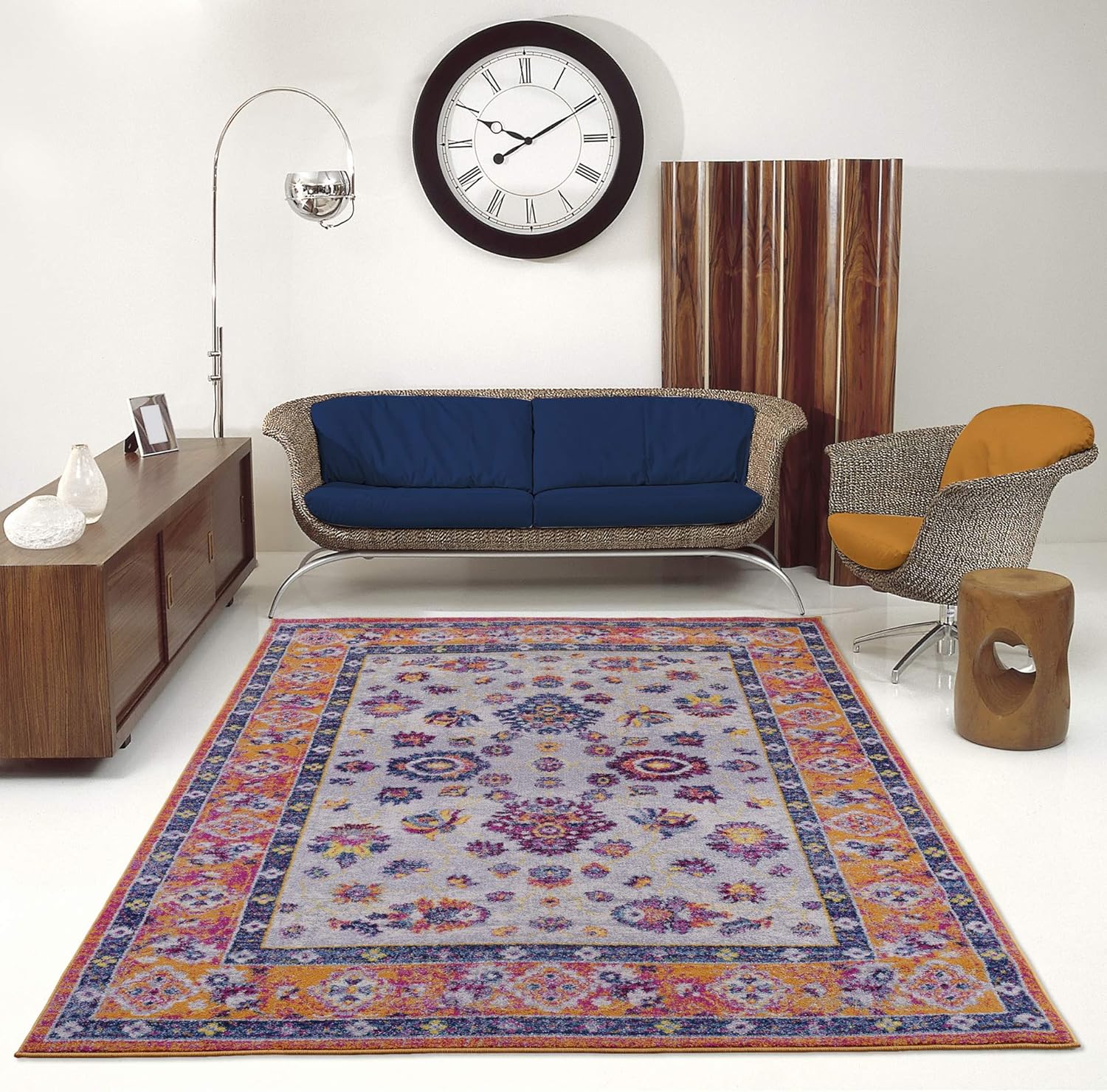 Joy Rug Collection Area Rug 5x7 Floral Patterned Multicolor Orangy Carpet