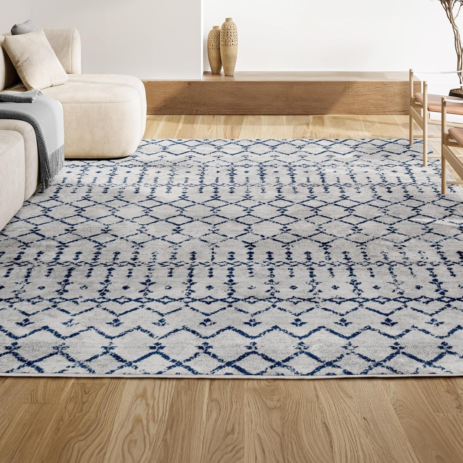 Bohemian Rug Classic 4x6 White and Blue Area Carpet