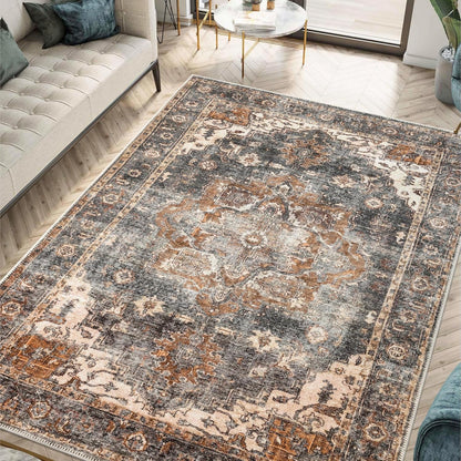 Turkish Rug Ethnic Patterned Grey Copper Boho Living Room  Kitchen and Bedroom
