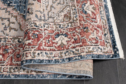 Persian Rug Traditional Patterned Red and Blue Multicolor Area Rug