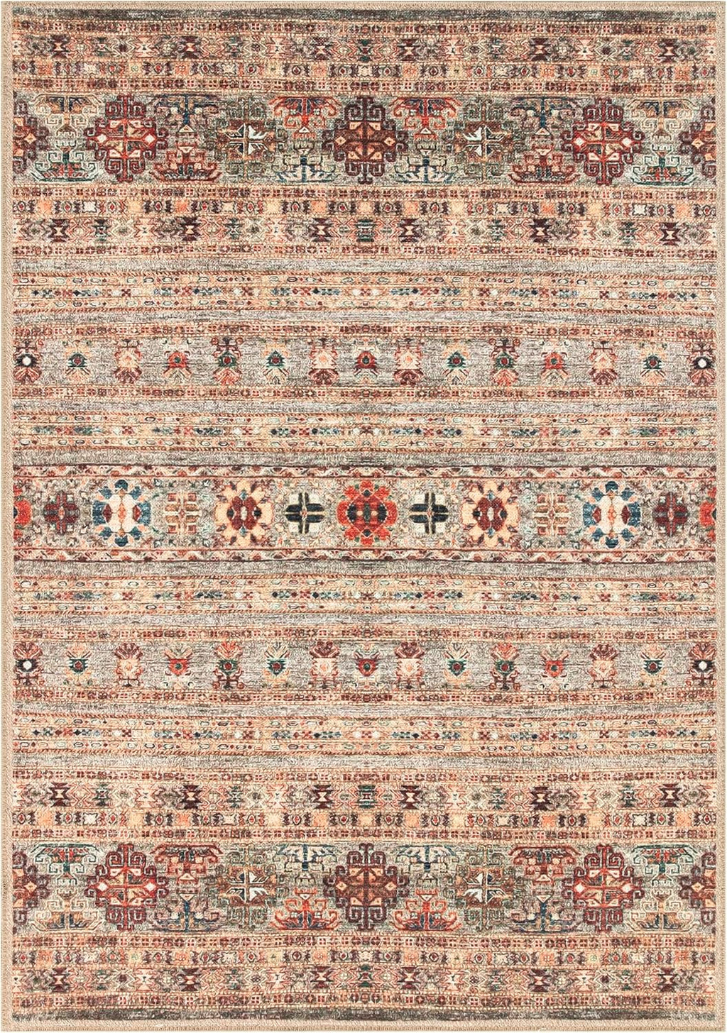 Turkish Rug Beige Brown Boho Living Room  Kitchen and Bedroom