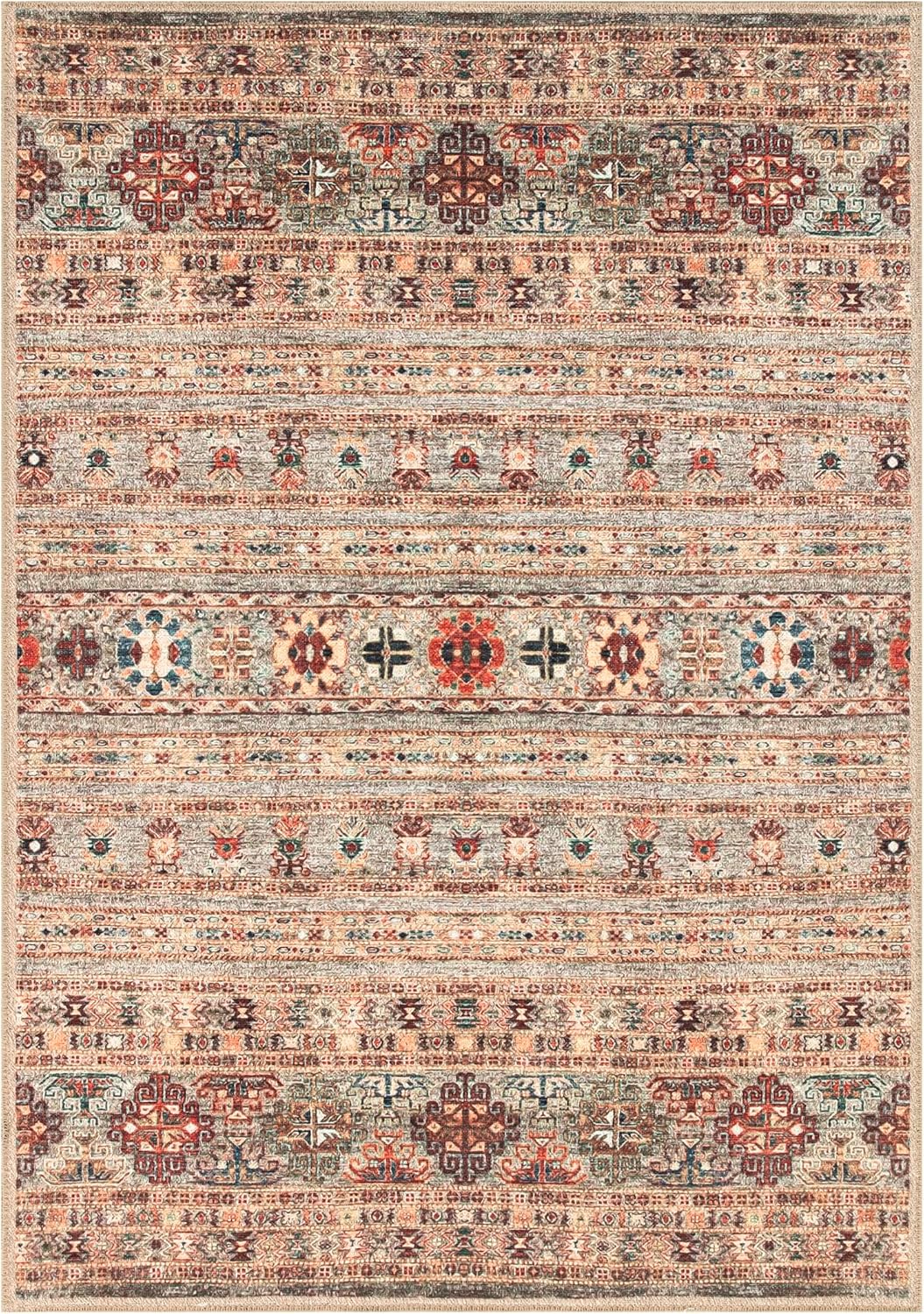 Turkish Rug Beige Brown Boho Living Room  Kitchen and Bedroom