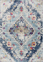 Modern Abstract Rug Blue Boho Modern  Living Room Kitchen and Bedroom