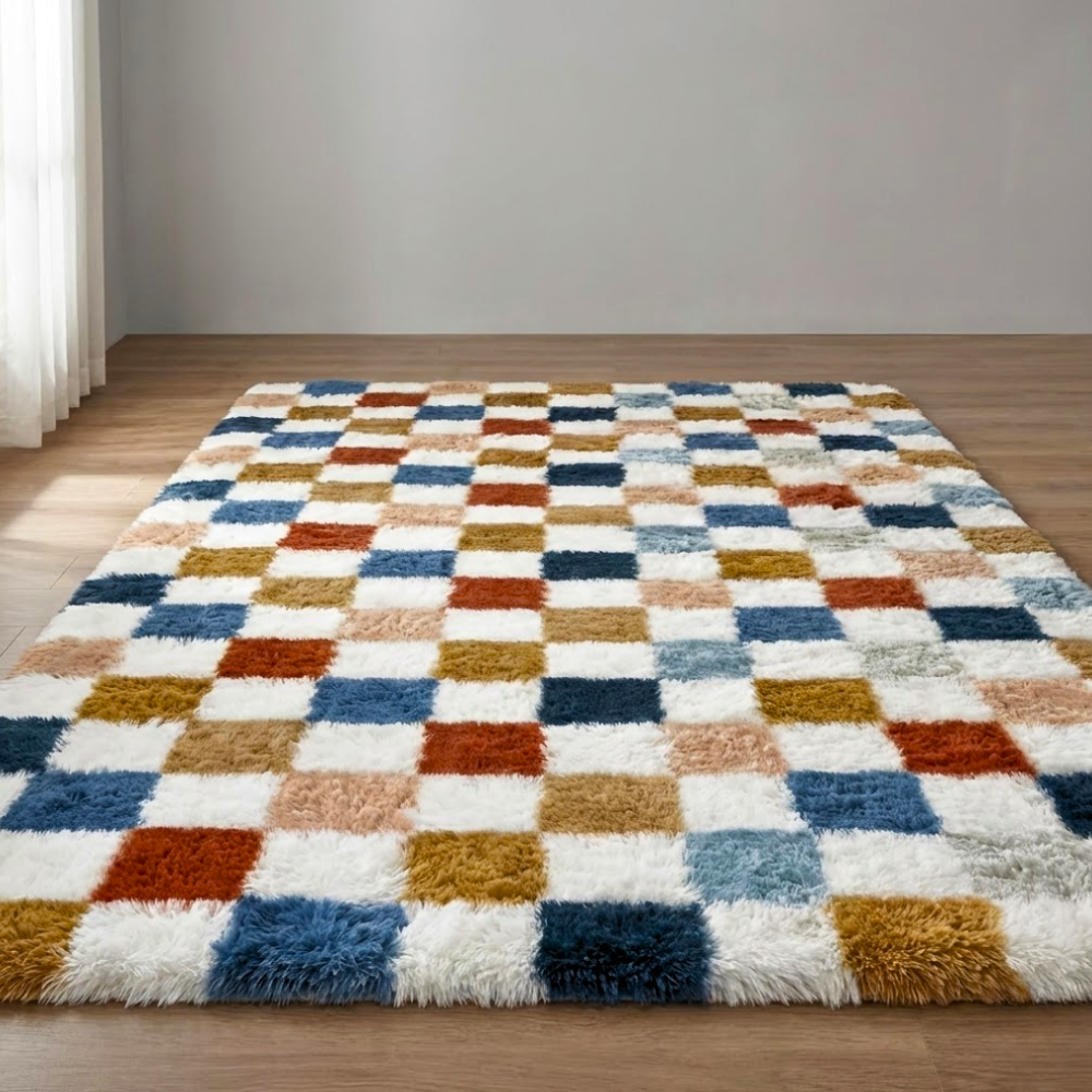 Checkered Shag Rug Super Soft Washable rgc-0200