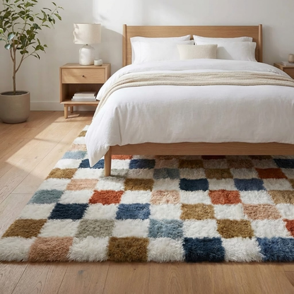 Checkered Shag Rug Super Soft Washable rgc-0200
