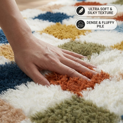Checkered Shag Rug Super Soft Washable rgc-0200