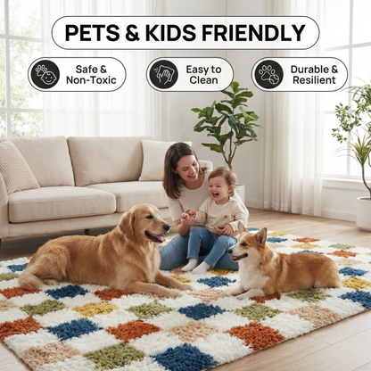 Checkered Shag Rug Super Soft Washable rgc-0200