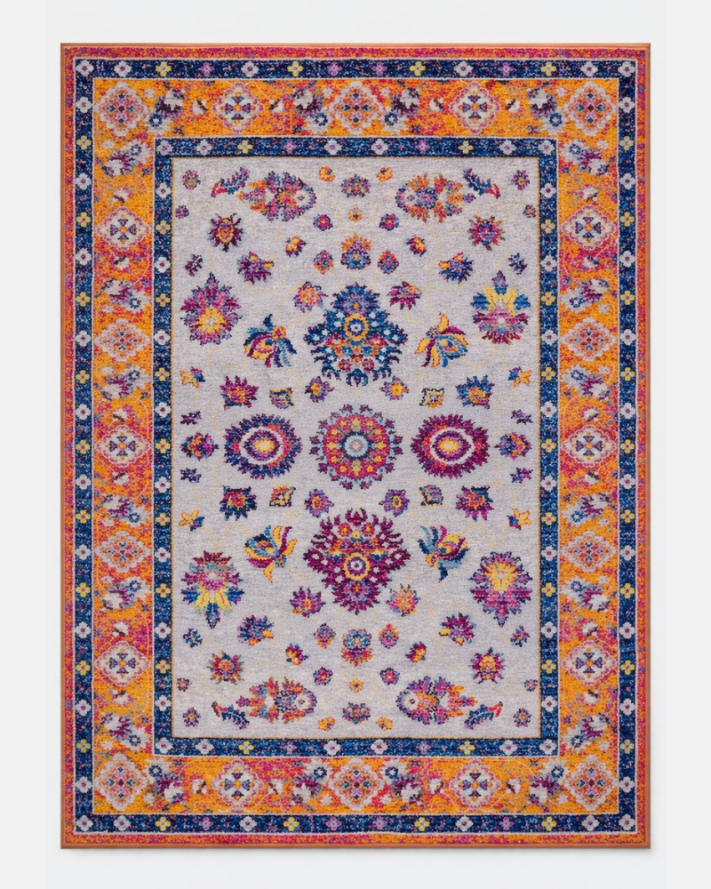 Joy Rug Collection Area Rug 5x7 Floral Patterned Multicolor Orangy Carpet  - LDL-00126