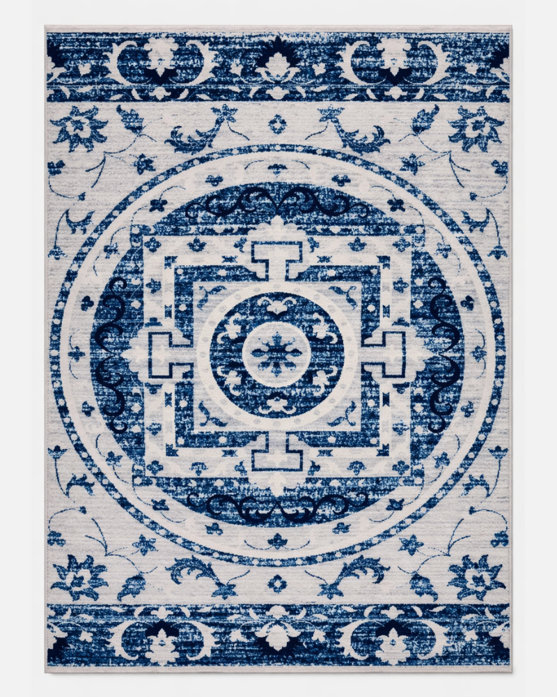 Joy Rug Collection Area Rug 5x7 Blue White Carpet  - LDL-00127