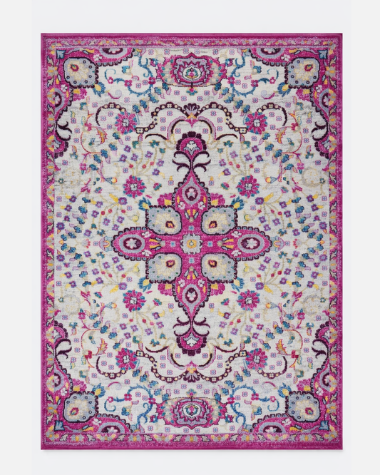 Joy Rug Collection Floral Area Rug 5x7 Tribal Patterned Pink Multicolor  Area Carpet  - LDL-00135
