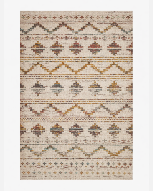 Boho Rug Traditional Beige and Brown Multicolor Area Rug  - LDL-00116
