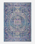 Persian Rug Traditional Blue Pink Multicolor Area Rug  - LDL-00117