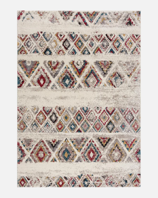 Artist Rug Collection 4x6 Area Rug Boho Red Beige Modern Rug - brch-00108