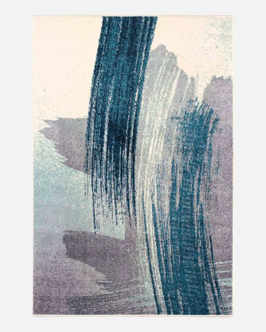 Artist Rug Collection 4x6 Area Rug Abstract White and Blue Modern Rug - brch-00110