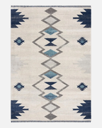 Baklava Rug Collection Geometric Boho Beige and Blue Modern Area Rug - brch-0090
