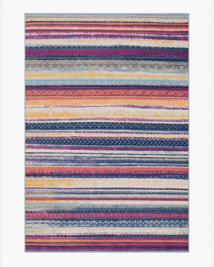 Essential Rug Collection Boho Abstract Multi Color  Area Rug - brch-0089
