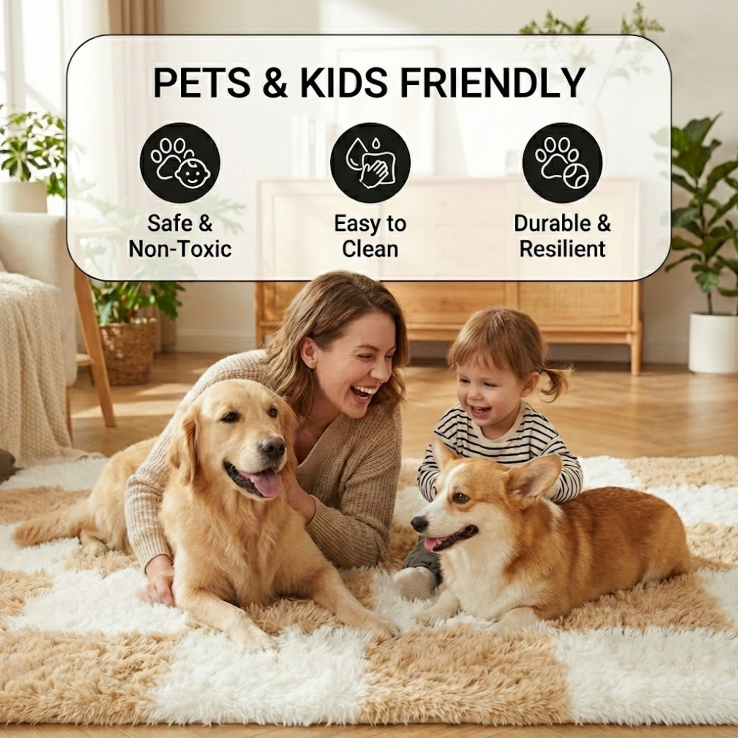 Checkered Shag Rug Super Soft Washable rgc-0200