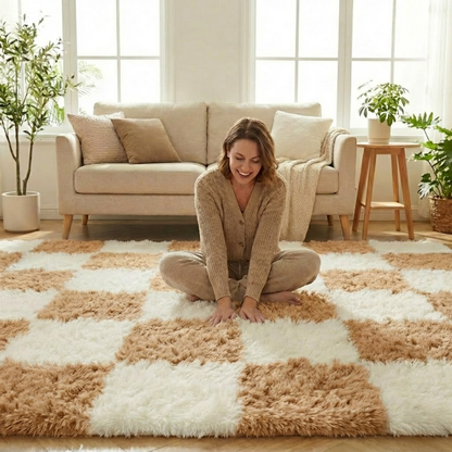 Checkered Shag Rug Super Soft Washable rgc-0200