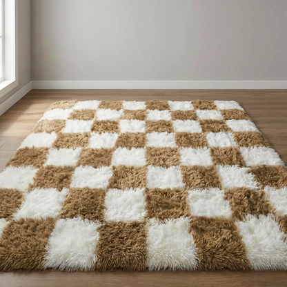 Checkered Shag Rug Super Soft Washable rgc-0200