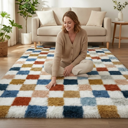 Checkered Shag Rug Super Soft Washable rgc-0200