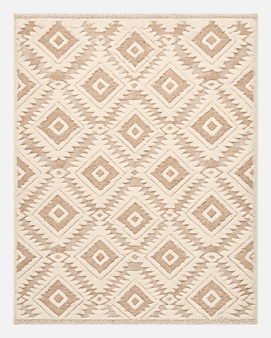 Area Rug 3D Boho Neutral Plush Pile