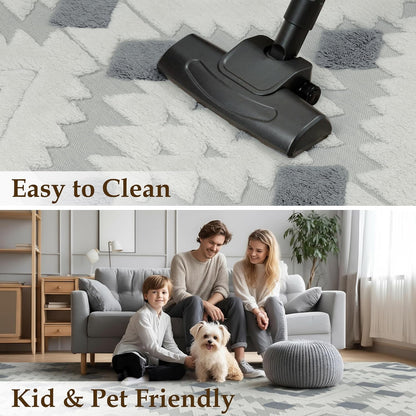 Area Rug 3D Boho Neutral Plush Pile