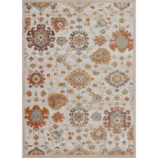 Boho Rug Floral Traditional Beige Cream  Area Rug 