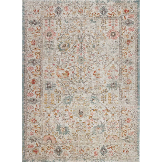 Boho Rug Floral Traditional Beige Orange  Area Rug 