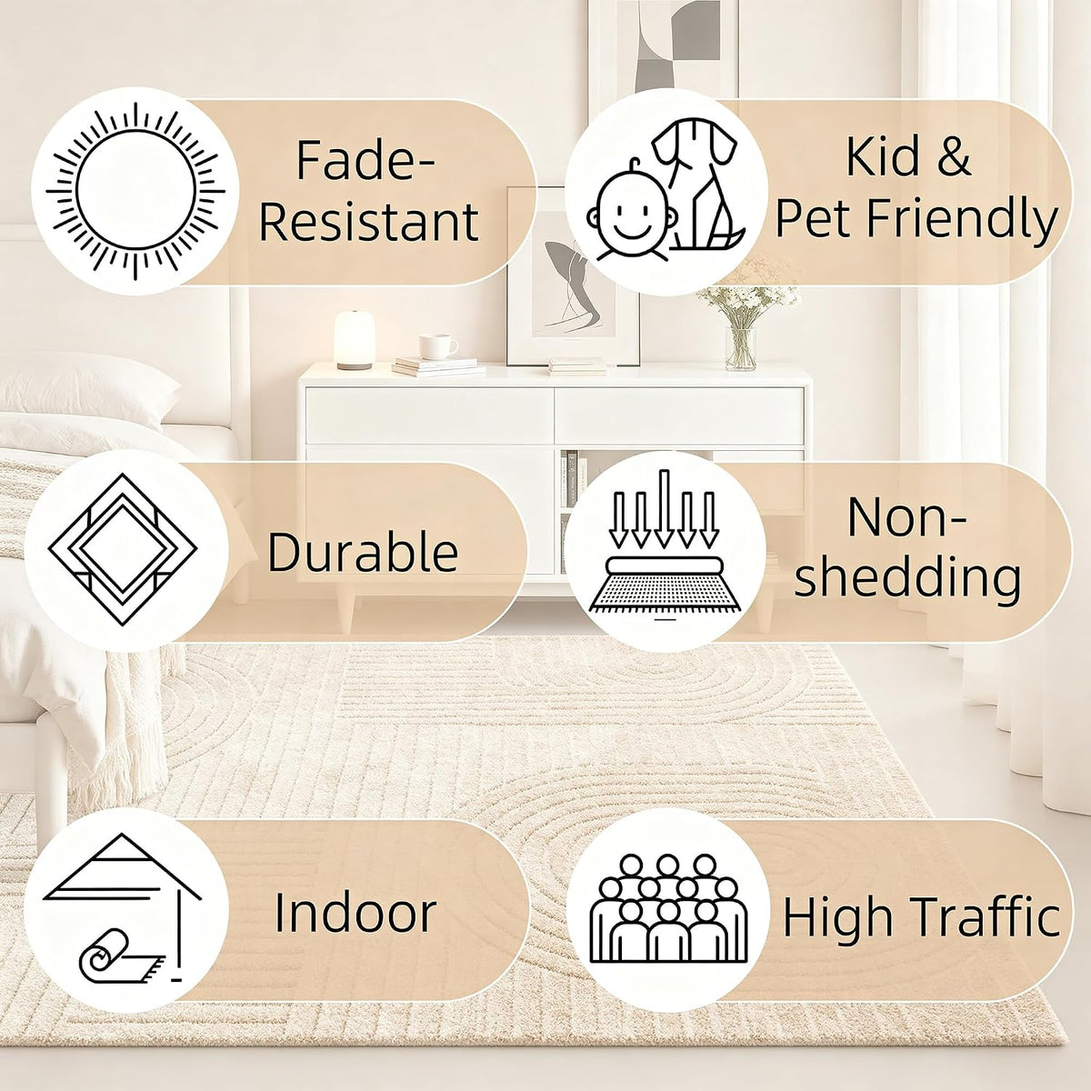 Brown Fluffy Wasable Solid Rug - rgmr01