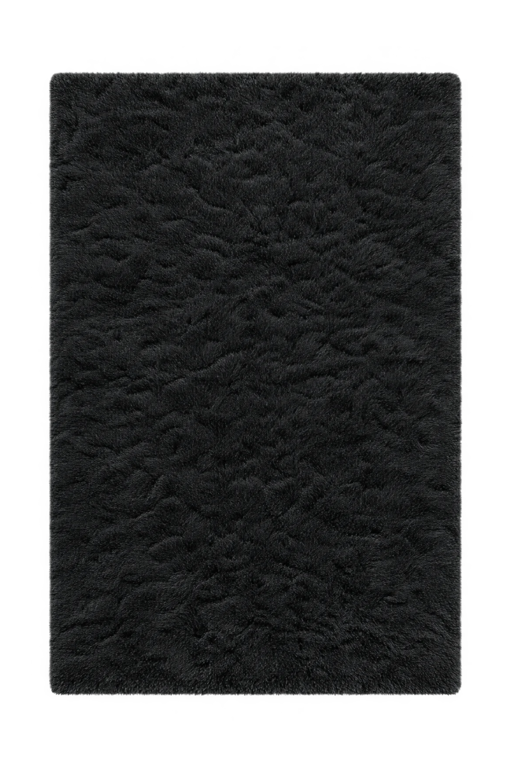 Black Shag Rug Plain, Modern, Fluffy, Soft Rug - rgc009