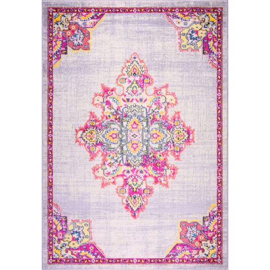 Joy Rug Collection Area Rug 5x7 Oriental Patterned Grey Pink  Area Carpet