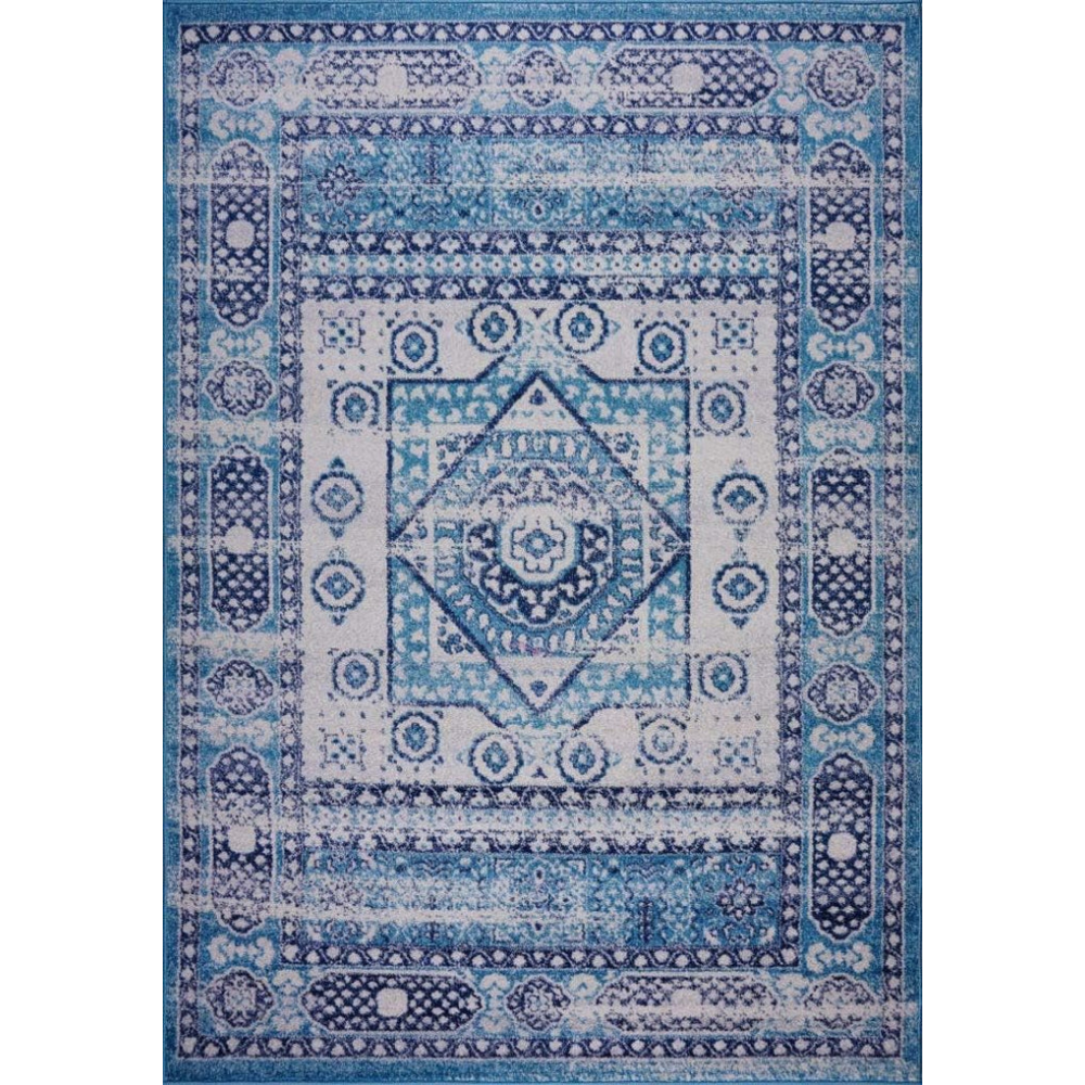 Joy Rug Collection Area Rug 5x7 Traditional Patterned Blue White Carpet  
