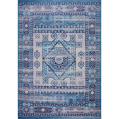 Joy Rug Collection Area Rug 5x7 Traditional Patterned Blue White Carpet  